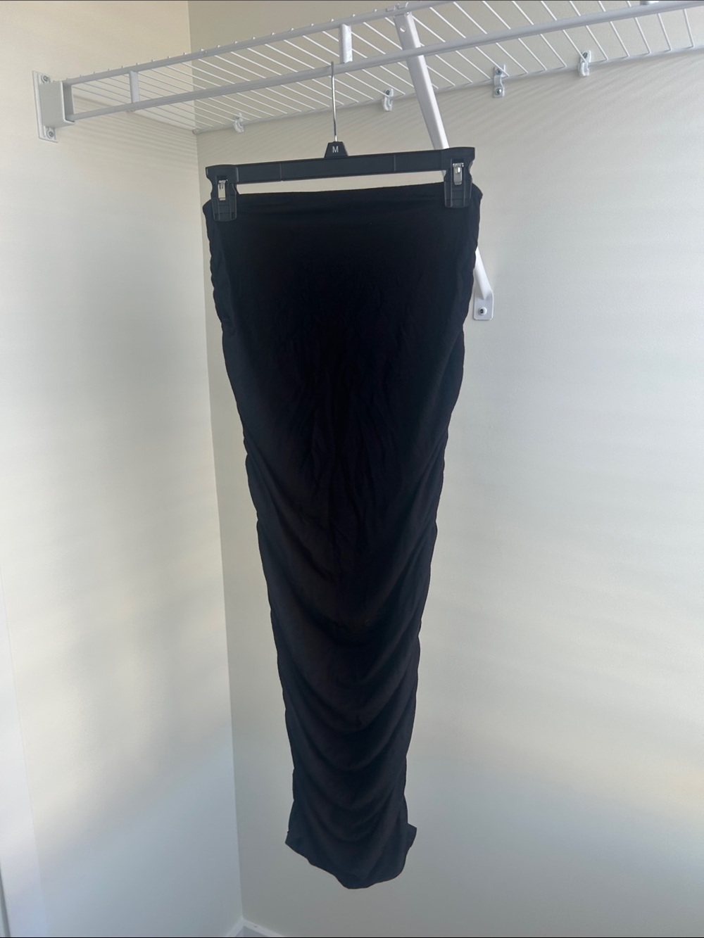 SHEIN Black Ruched Maxi Skirt